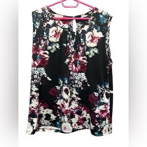 Floral Sleeveless Blouse - Black and Pink